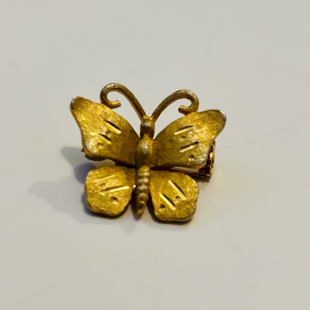 Vintage J.J. Gold Tone Butterfly Brooch